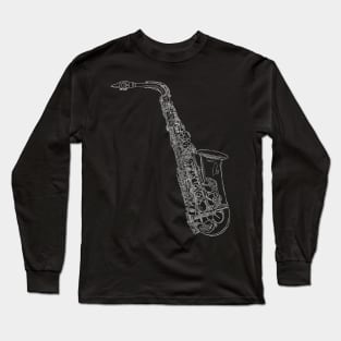 Black and white saxophone Long Sleeve T-Shirt